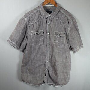 Buckle Black Athlete Fit Mens Pearl Snap Shirt Large Gray Short  Sleeve Spandex